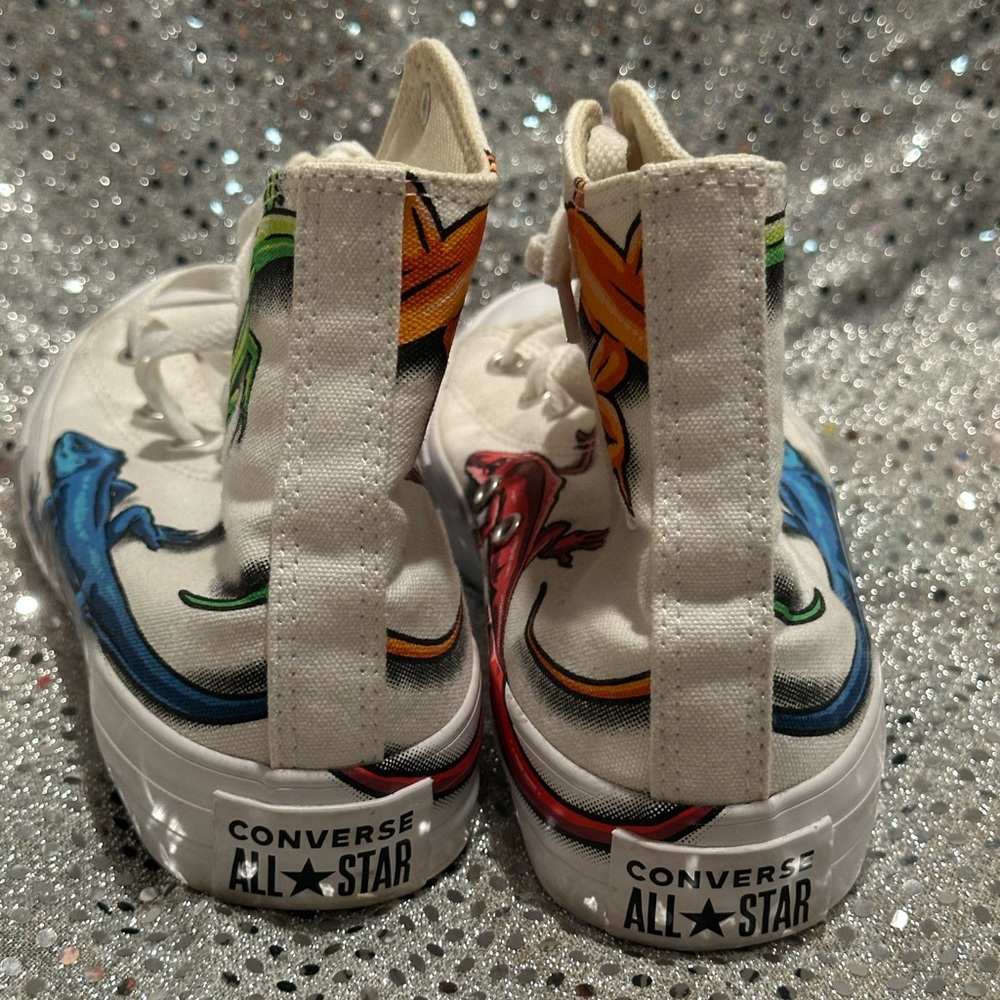 Converse High-Tops with Red and Orange Lizard Art - Picture 6 of 8